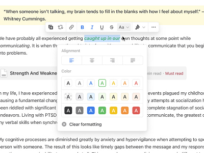 Nulis - Text Formatting clean menu notes pop up text text declaration text editing text format text formatting tooltip ui ux