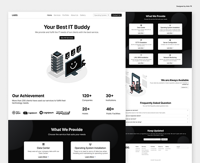 IT Services Provider Company Landing Page UI black illustration landing page minimalism product design ui ui design uiux design ux ux design uxui uxui design white