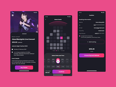 Ticket Music Concert graphic design mobile product designer ui uiux user interface website