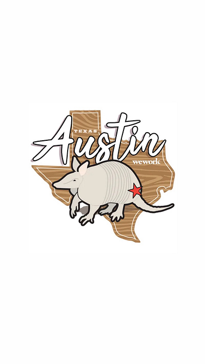 Work Austin sticker adobe illustrator animal armadillo austin illustration lone star state stickef texas wework