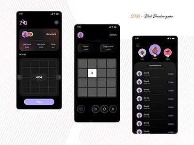 2048 - Block breaker game app UI 3d android app appdesign block game game game play iosapp iosappdesign landing page leaderboard message messanger app prototyping schedule ui uiux ux webdesign website wireframing