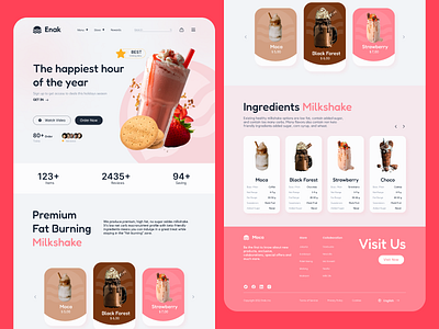 Milkshake Store Web app clean ui colorful dessert desserts food app food store fooides app milkshake minimalist mobile app pink sweet ui ui design uiux ux ux design web website