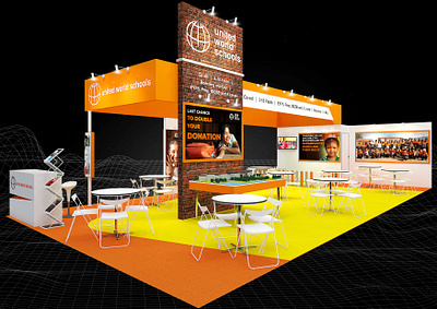 United World Schools 6x12 Exhibition Booth 3d 6x12 booth branding charity child support design education event exhibition fair free education layout render show space visualization
