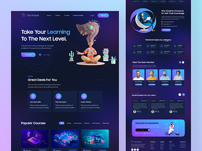 Edu Future - Online Course Web UI branding clean clean design course app design e learning education homepage illustration landing page learning app logo minimal mobile mobile design online course online school ui ux website