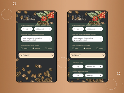 Daily UI 004 - Coffee Calculator challenge coffee dailu ui 004 daily ui daily ui challenge design mobile mobile calculator ui