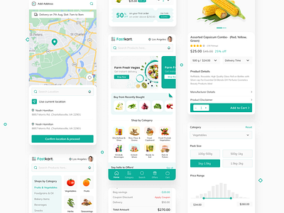 Fastkart - Grocery Mobile App bakery bigbasket blinkit branding cart category ecommerce graphic design grocery grocery app groffers kart mobileapp order tracking orders ui uikit