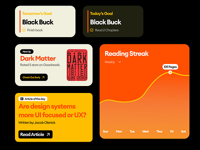 Reading Application Components app app design application bold colorful component consultant design system figma freelnacer fun mobile design product design retro ui design ux design web design