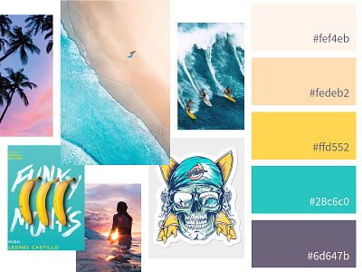 Branding Moodboard for Surf Festival brand board brand identity branding collage color inspiration color palette creative direction festival identity inspiration landing page mood moodboard style scape summer vibes surf surf festival visual identity web design website