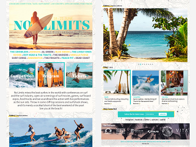 Surf Festival - landing page beach brand identity branding bright creative direction festival home page identity landing page summer vibes surf surf festival surfer surfing ui visual design visual identity web web design website