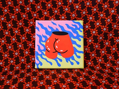 ❤️‍🔥 acrylic art booty brushes butt colorful fire flame flowers illustration painting patterns photo posca