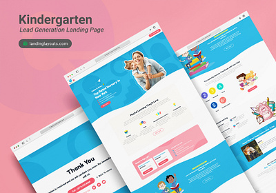 Kinder Garten Kids School Lead Generation Landing Page branding design landing page lead generation template wordpress