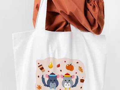 Сумка с шиншиллами branding design drawing graphic design illustration logo typography ui vector