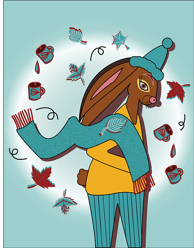 Rabbit branding doodle female hair halloween illust illustration picture