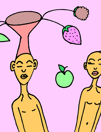 People doodle doodle draw fruit illustration logo people picture
