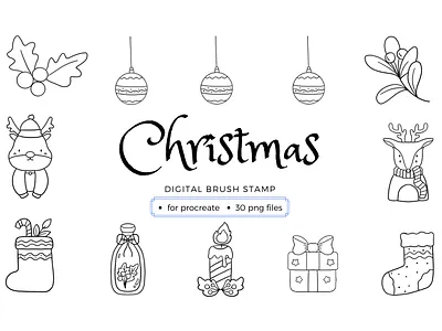 Christmas Brush Stamp for Procreate brush chrishmas design handdraw illustration stamp