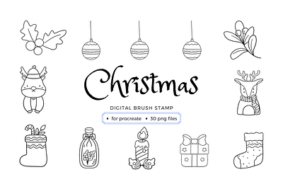 Christmas Brush Stamp for Procreate brush chrishmas design handdraw illustration stamp