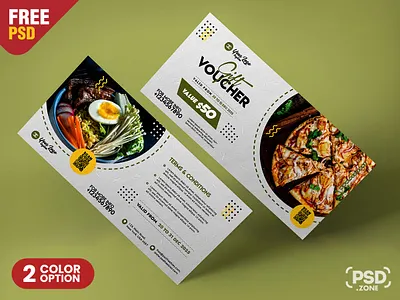 Premium Creative Food Gift Voucher Design Templates PSD coupon design creative design design discount coupon discount voucher food card food coupon free psd gift card graphic design photoshop psd psd template voucher design