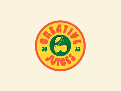 Creative Juices Fruit Sticker branding colorful design flat illustration lettering logo typography