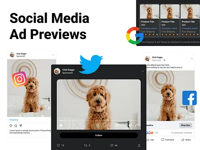 Social Media Ad Preview Templates ads branding design facebook free google instagram marketing design preview social media template test ui