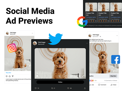 Social Media Ad Preview Templates ads branding design facebook free google instagram marketing design preview social media template test ui