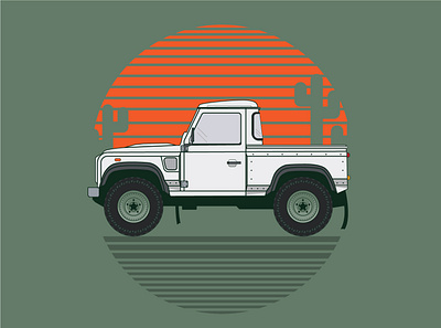 LR Defender 04 2d 2d car 2d vehicle car defender drawing illustration land rover land rover defender screen print screen printing illustration shirt illustration vehicle