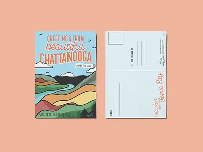 Greetings from Chattanooga Postcard design graphic design illustration print design vector