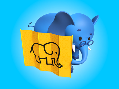 Hidden Elephant 3d 3dart b3d blender blue cycles design drawing elephant hidden hide illustration marker render screen sketch web