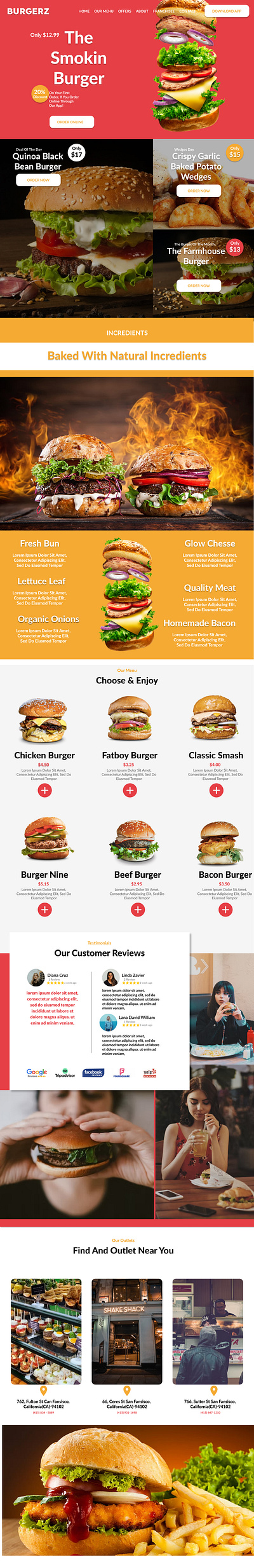 Burgerz Landing Page UI Design design figma landing page ui