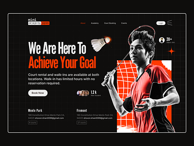 Badminton Website Hero section badminton badminton club badminton website club club website cricket fifa football hoki landing page sport sport club table tennis volleyball
