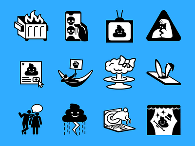 Icons of the Apocalypse dumpster fire gender reveal icon icon design iconography internet culture pictogram shit show slacktivism slang symbol