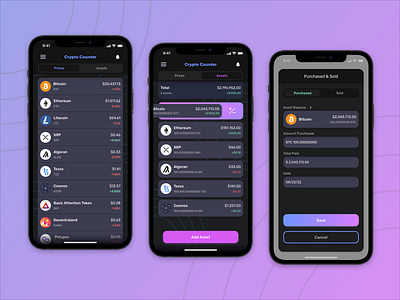 Crypto Counter mobile app app design crypto currency design mobile app portfolio ui ux