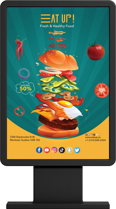 Eat Up! 1lineart branding design eat up fast food graphic design restaurant stationery