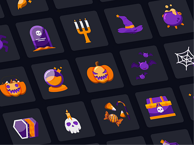 Halloween icons set branding characters design event flat flat illustration ghost graphic design halloween hallowween eve icon iconography illustration jack jack olantern logo pumpkin ui vector