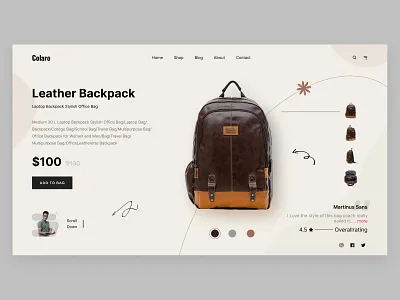 Colaro - Bag Shopping Landing Page Design backpack bag bag shop bag website dribbble ecommerce shop fashion brand landing page design marketplace app marketplace landing page online shop online shopping online store shopping bag shopping website ui design web design web header website concept website design company