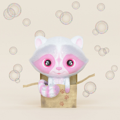 Pinky ✨ 3d 3dart 3dillustration 3dmodeling 3dwork blender blenderart cutie design illustration raccoon