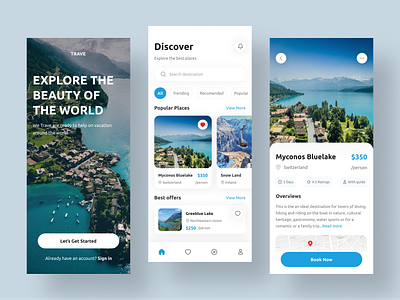 Travel Mobile App adventure app booking clean explore minimal minimalist mobile modern tourism travel travel tour traveler traveling trip ui user interface ux vacation