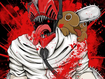 Chainsaw Man anime artwork branding chainsaw man comic darkart design design t shirt film graphic design hand drawn horror illustration illustrator logo manga movie redraw style t shirt