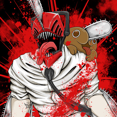 Chainsaw Man anime artwork branding chainsaw man comic darkart design design t shirt film graphic design hand drawn horror illustration illustrator logo manga movie redraw style t shirt