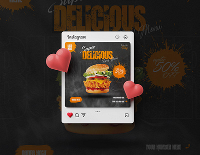 Attractive Social Media Post Design for Restaurant ads advertisement branding design e poster graphic design post promotional poster social media social media post