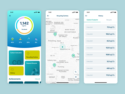 Carbon Calculator App app design recycle ui ui design