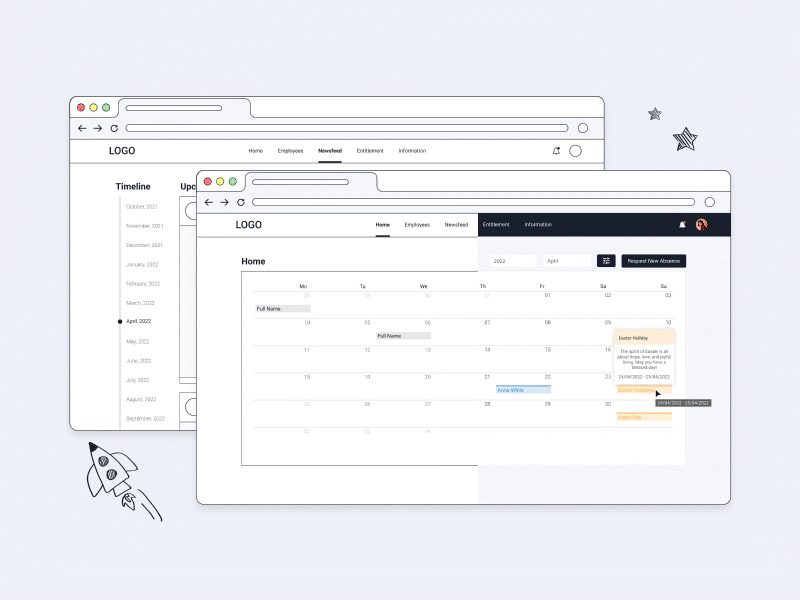 Web Portal for company Employees animation app application calendar employees filter interface login screen message portal profile progressbar search tags ui user experience user profile ux web web portal