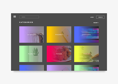 Daily UI :: 099 - Categories design ui ux