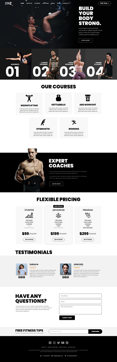 Beautiful Website design for GYM 3d animation branding business website design elementor pro graphic design illustration landing page landing page design logo motion graphics portfolio website ui vector website website design woocommerce wordpress wordpress website