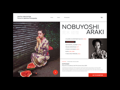 Exhibitions website art art gallery artworks biography branding concept design exhibition figma graphic design landing museum nobuyoshi araki photos portfolio tickets ui ux website