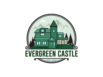 Evergreen Castle Logo Design branding castle logo design house logo illustration logo logo design logo designer minimalist unique logo vintage logo