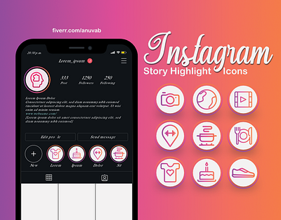 Instagram Story Highlight Icons app icon graphic design highlight icons icon icon design instagram icon story icon web icon