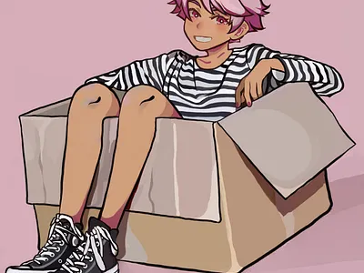 Box-Boy anime art graphic design illustration рисунки