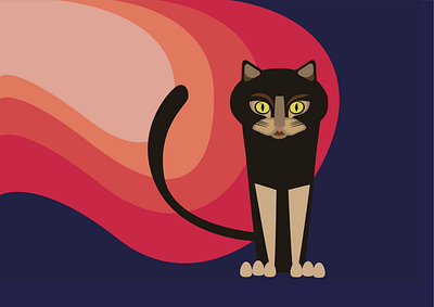 Black cat 2d animal animals art artwork black black cat cat dark design digital digital art flat geometric illustration illustration art illustrator simple vector vector art