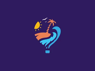 Hot Air Balloon Logo balloon birds branding design illustration logo nature palmtree sky symbol tourism travel tree