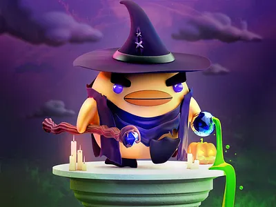 Wizard Chica know some secret crypto spells for you 3dart blender cartoon chica design dribbble fantasy movie nft wizard
